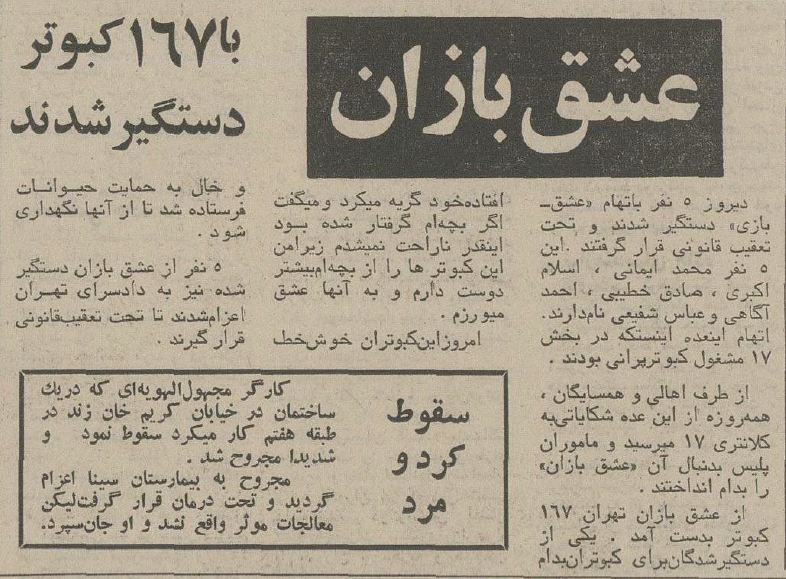 عکس/ دستگیری کفتربازهای حرفه ای تهران