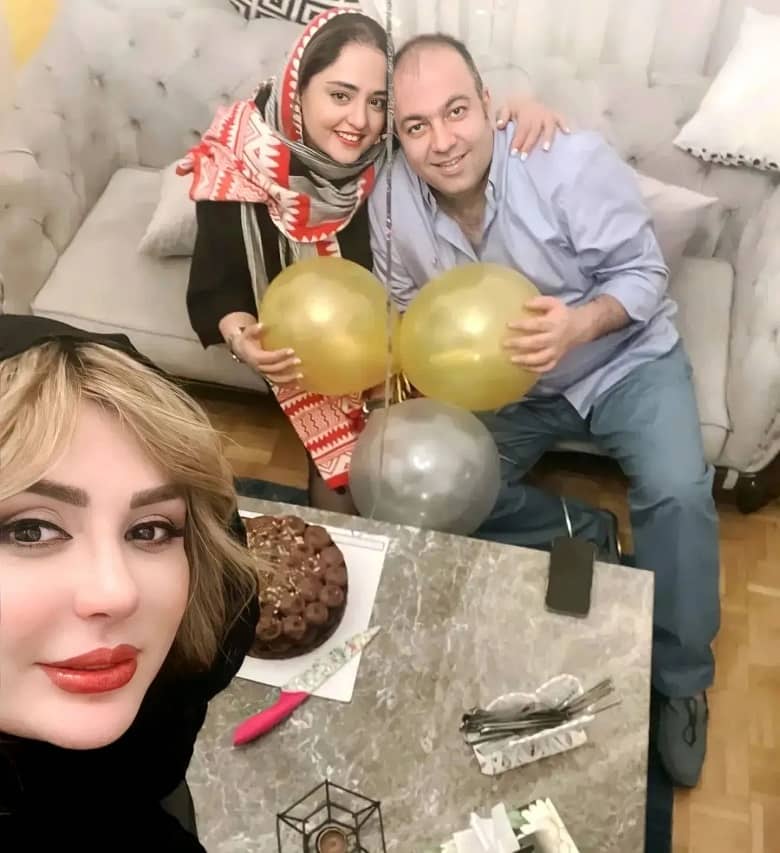 جشن تولد نرگس محمدی در کنار همسرش.